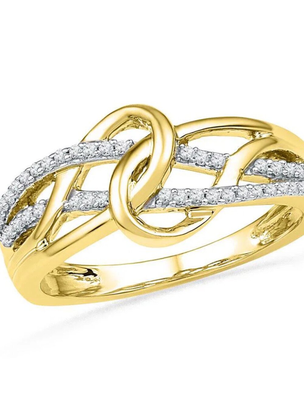 10K Gold Diamond Infinity Knot Ring 1/6 CTW Lasso Band